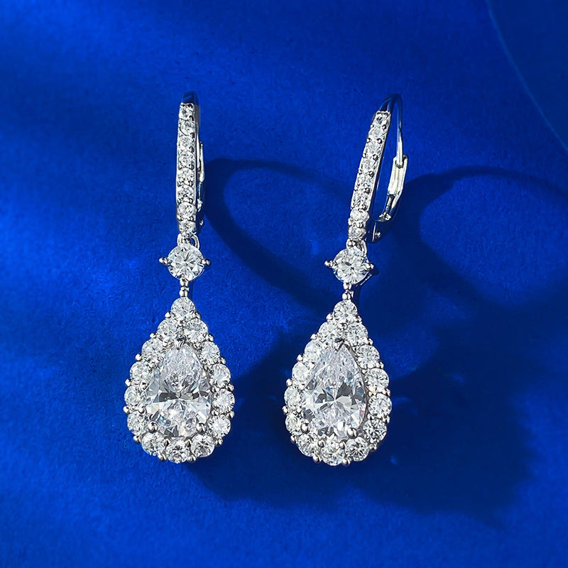 925 silver pear-shaped teardrop earrings 6*9mm