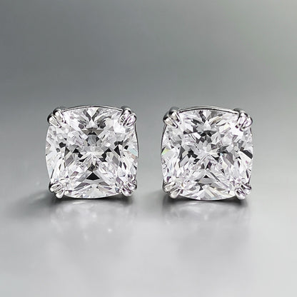 S925 silver fat square high carbon diamond earrings 9*9mm