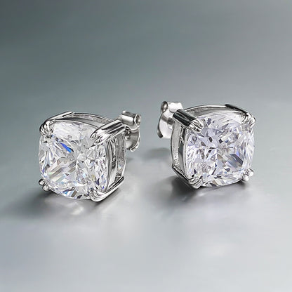 S925 silver fat square high carbon diamond earrings 9*9mm