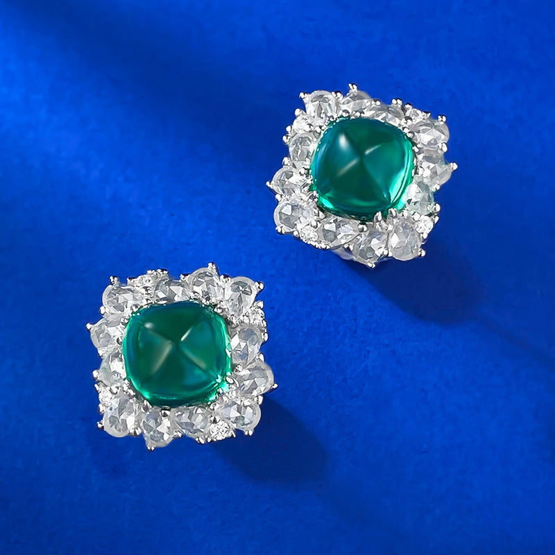 Fat square cut emerald earrings 7*7mm