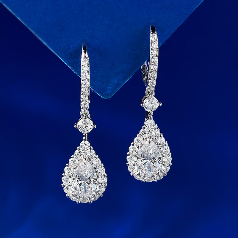 925 silver pear-shaped teardrop earrings 6*9mm