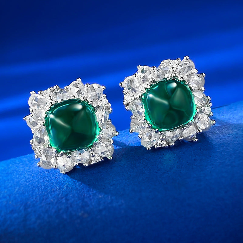 Fat square cut emerald earrings 7*7mm