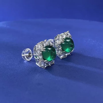 Fat square cut emerald earrings 7*7mm