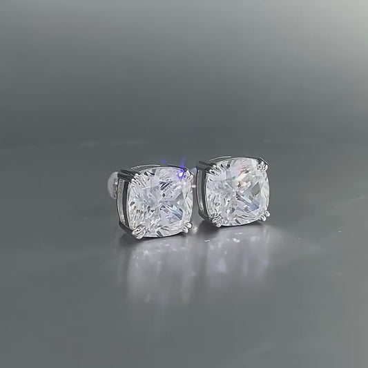 S925 silver fat square high carbon diamond earrings 9*9mm