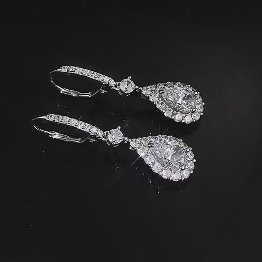 925 silver pear-shaped teardrop earrings 6*9mm